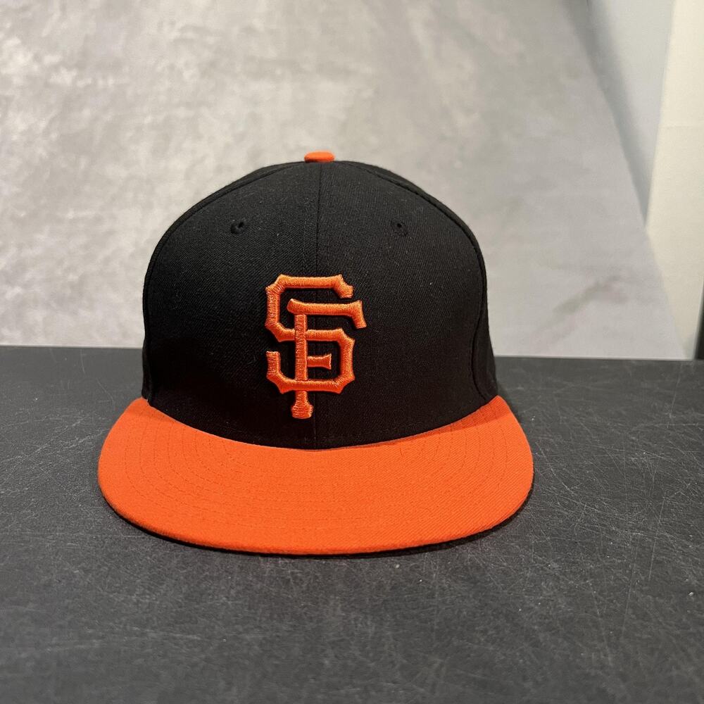 San Francisco Giants Hat Cap Fitted Mens 6 7/8 Black Orange MLB Baseball New Era